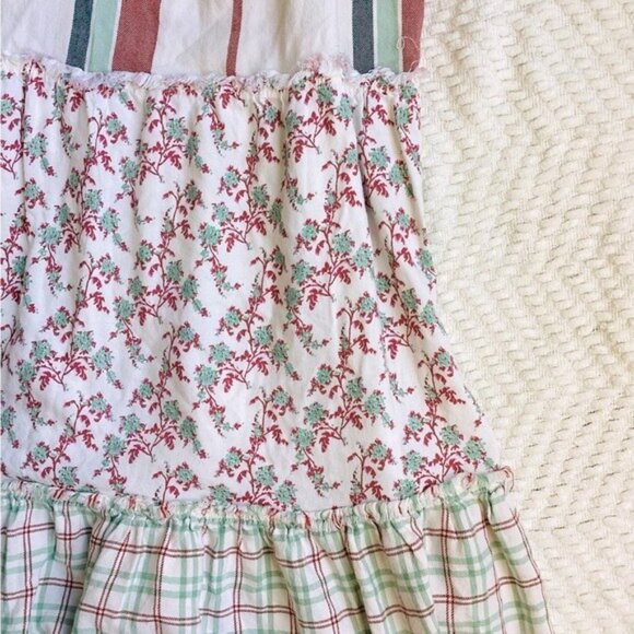 True Craft Sleeveless Midi Dress 0X Plaid & Floral Design With Frayed Edges - Picture 5 of 7